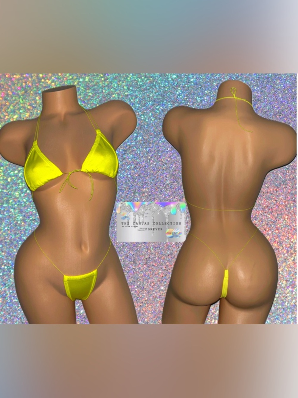 EXOTIC DANCEWEAR: Yellow 2 Piece Bikini Set